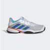 Shoes * | Adidas Adidas Barricade Junior Tennis Shoe- Grey/White/Blue