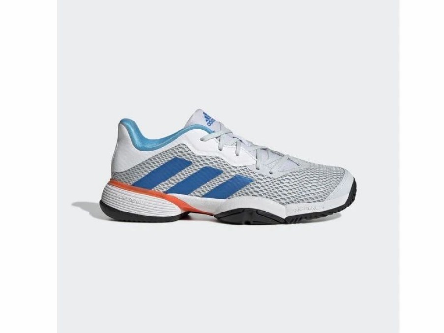 Shoes * | Adidas Adidas Barricade Junior Tennis Shoe- Grey/White/Blue