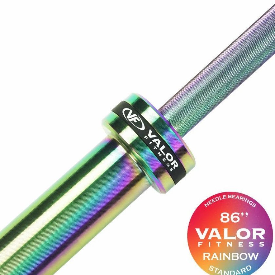 Strength * | Valor Fitness Ob-86-Rnbw, Men'S Rainbow Titanium Needle Bearing Barbell