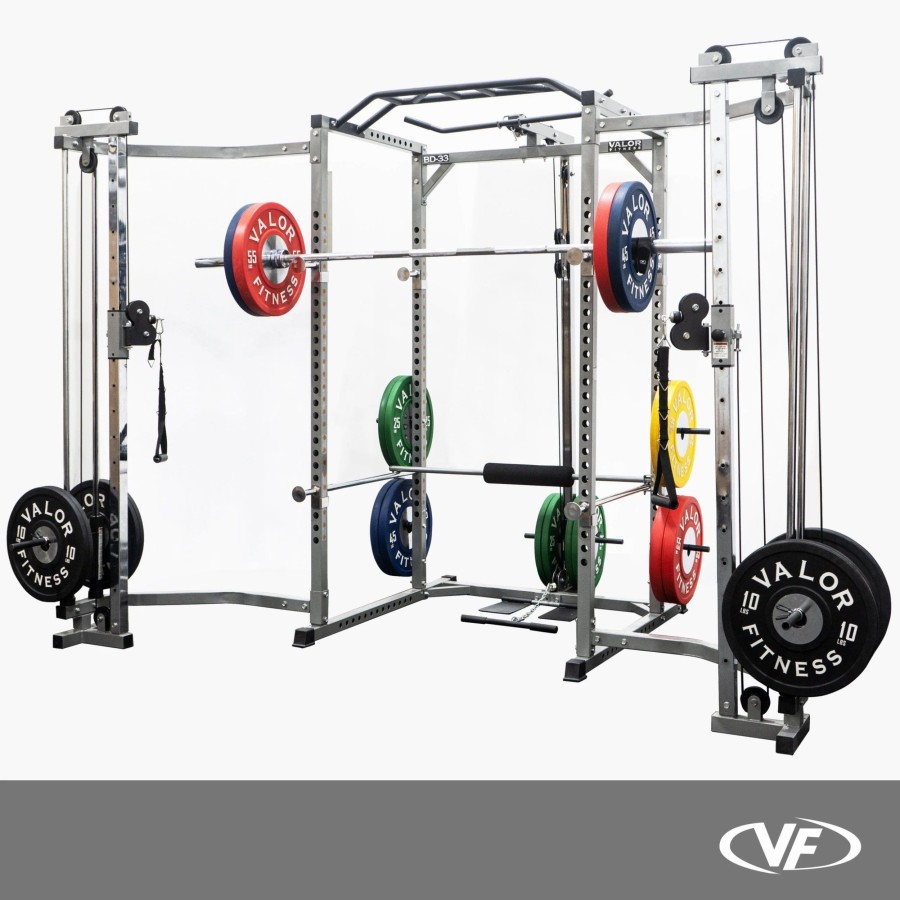 Racks / Rigs * | Valor Fitness Bd-33Bccl, Power Rack W/ Lat Pull & Cable Crossover Attachments