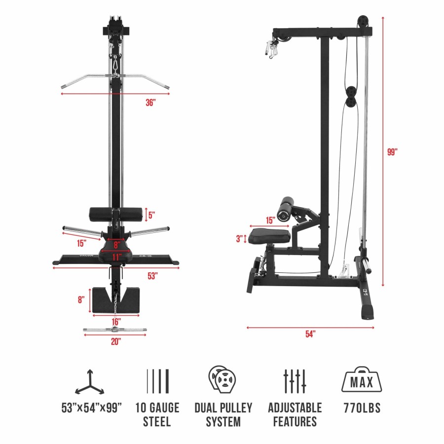 Strength * | Valor Fitness Cb-15, Lat Pull Down / Row Machine