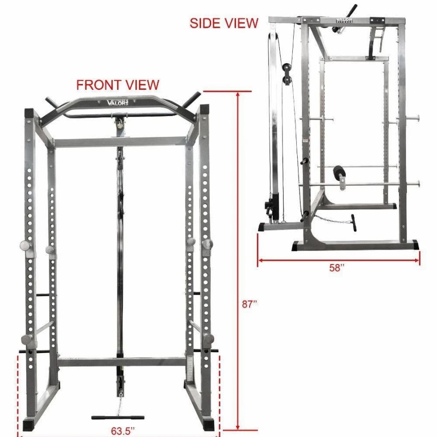 Racks / Rigs * | Valor Fitness Bd-11Bl, Power Rack With Lat Pull Attachment